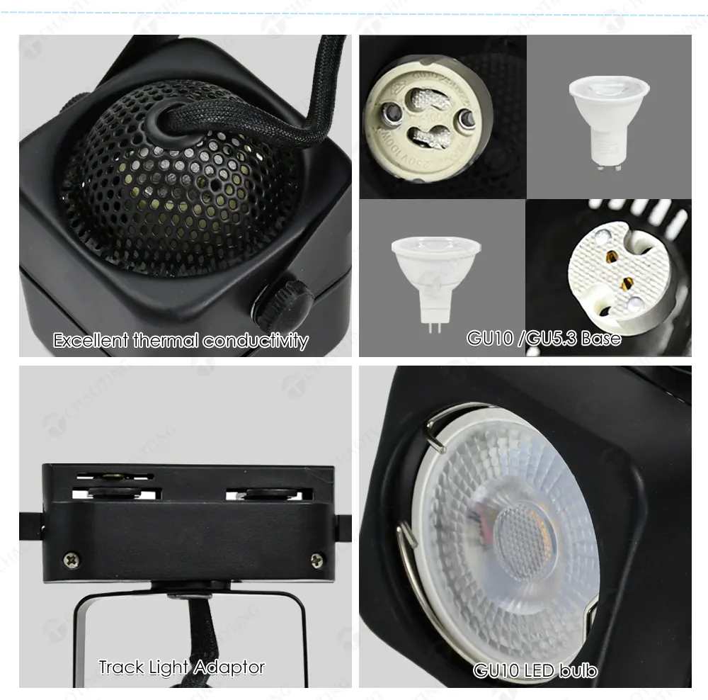 Aluminum Track Spotlight Housing GU10/MR16 for 2/3/4-Wire Track