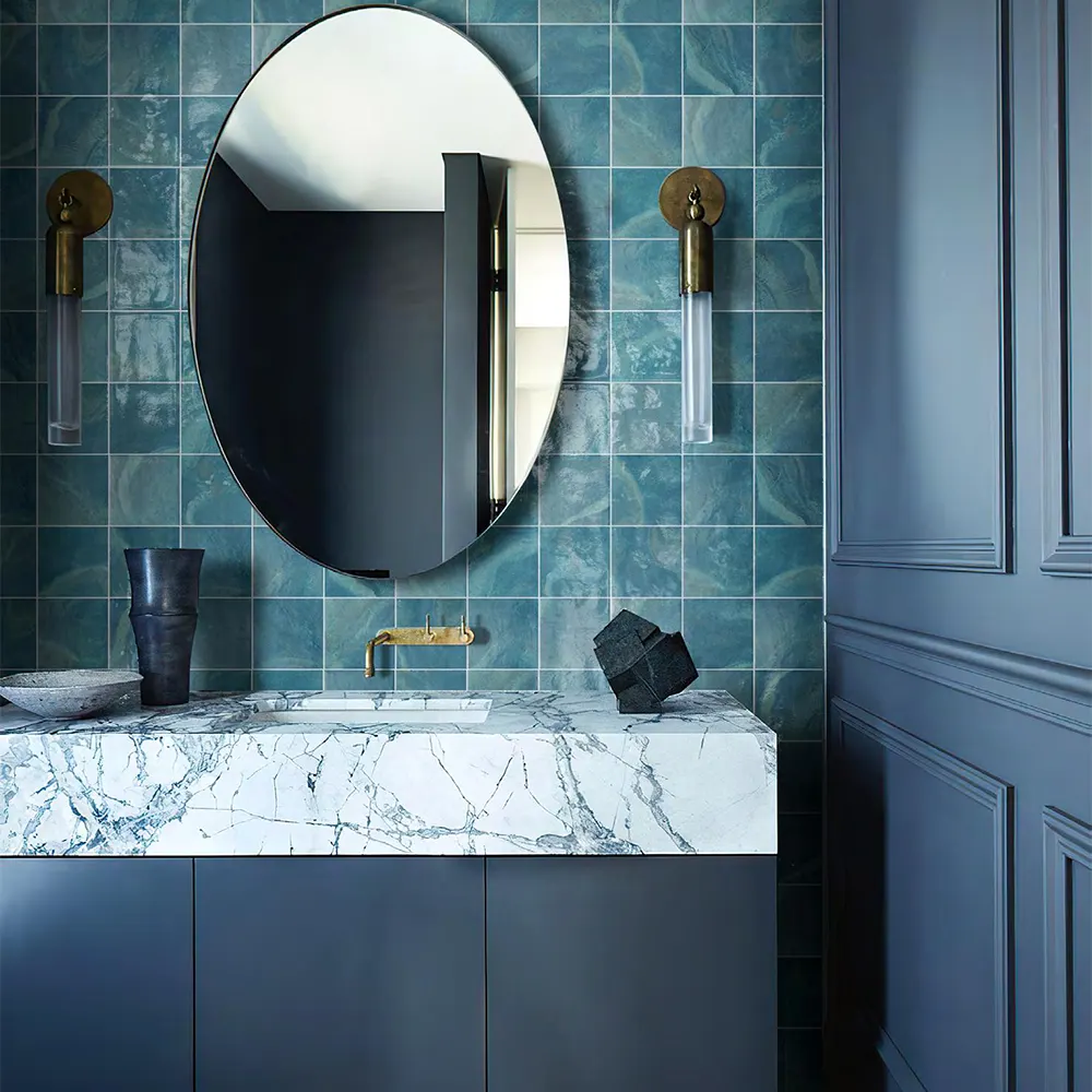 Non-Slip Stone-Look Blue Matte Porcelain Outdoor Tile 300x600mm