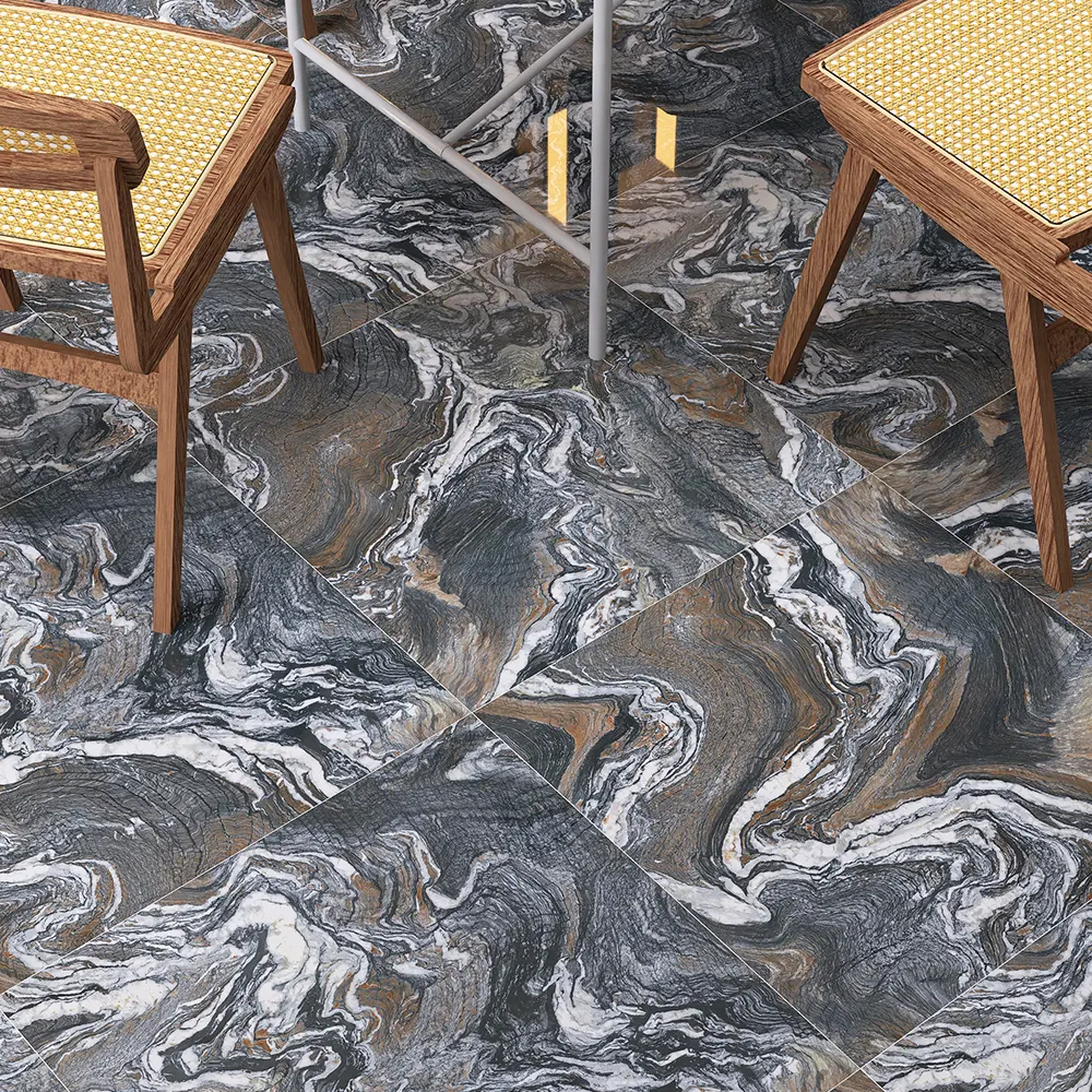 Marble-Look Polished Porcelain Floor Tile 600x600mm