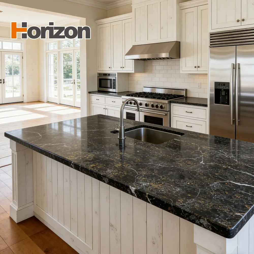 Calacatta Black Engineered Quartz Slab 3200x1600mm