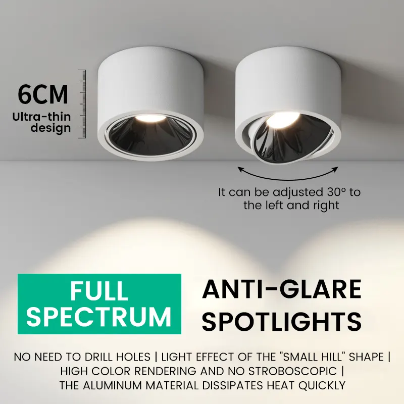 Adjustable Surface-Mounted Aluminum LED Downlight 10W