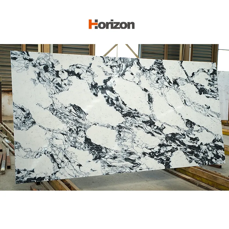 Black/White Engineered Quartz Slab 3200x1600mm