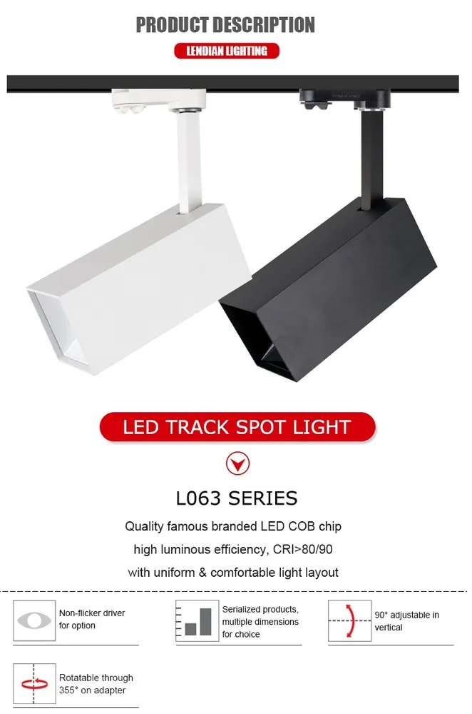 Adjustable Zoomable Aluminum LED Track Spotlight Black/White 20/30W For 4-Wire Track