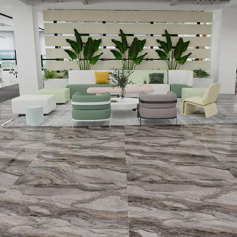 Non-Slip Marble-Look Polished Porcelain Wall And Floor Tile 600x1200mm