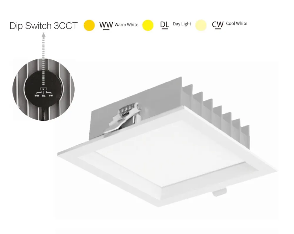 Recessed Square Aluminum LED Downlight 9-45W