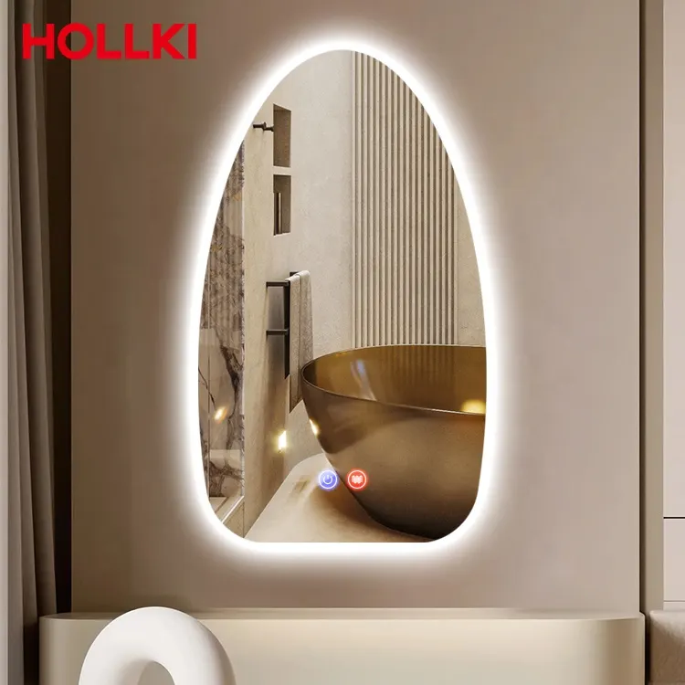 Touch-Controlled Oval Aluminum LED Bathroom Mirror