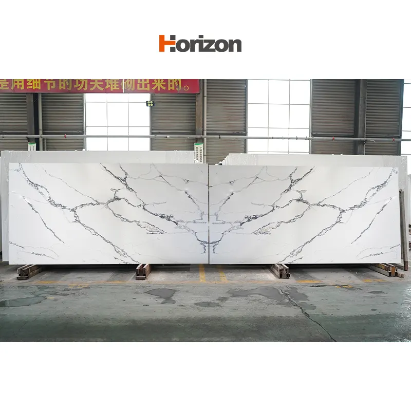 Calacatta White Polished Engineered Quartz Slab 3200x1600mm