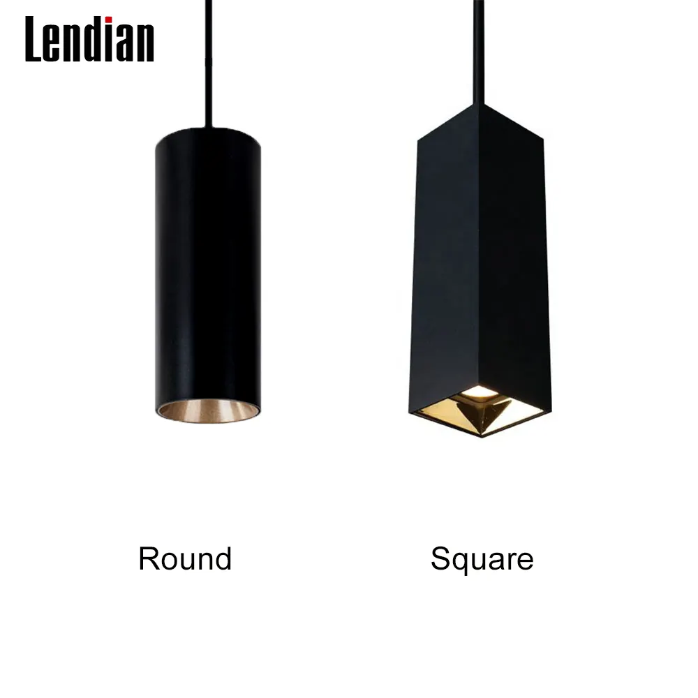 Aluminum LED Pendant Light 55x55x245mm White/Black/Gold 8-29W