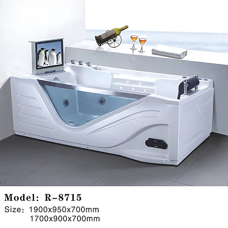 Acrylic Rectangular Whirlpool Massage Bathtub 1.7m