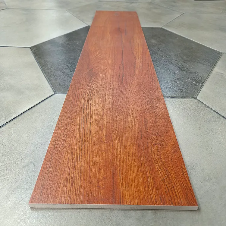 Non-Slip Wood-Look Gray Ceramic Floor Tile 150x800mm