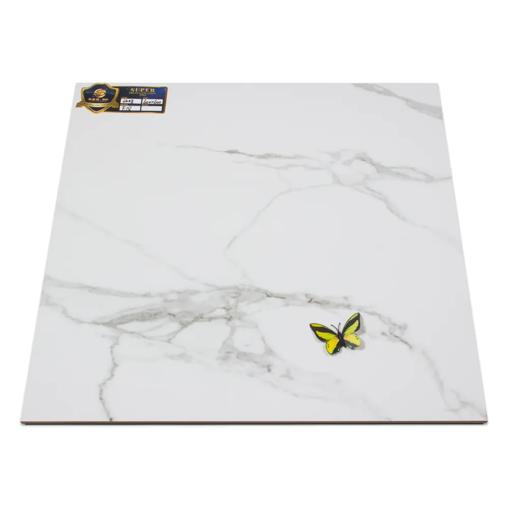 Stone-Look White Polished Porcelain Floor Tile 600x600mm
