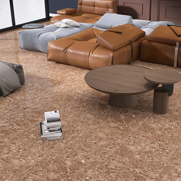 Marble-Look Glossy Porcelain Floor Tile 600x600mm