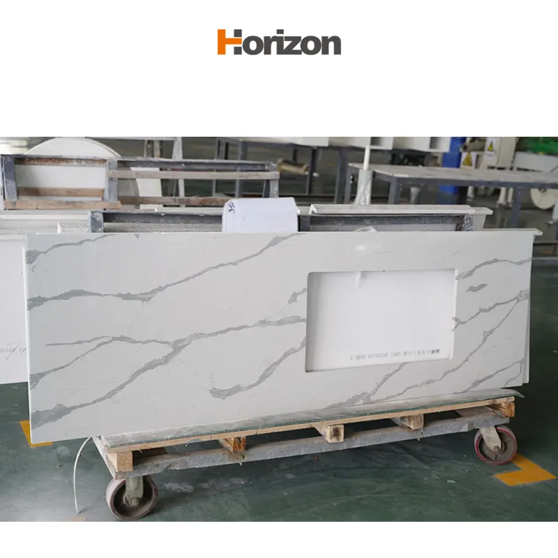 Calacatta Gray/White Engineered Quartz Slab 3200x1600mm