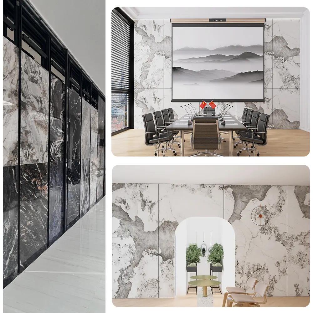 Marble-Look White Glossy Sintered Stone Slab 1600x3200mm