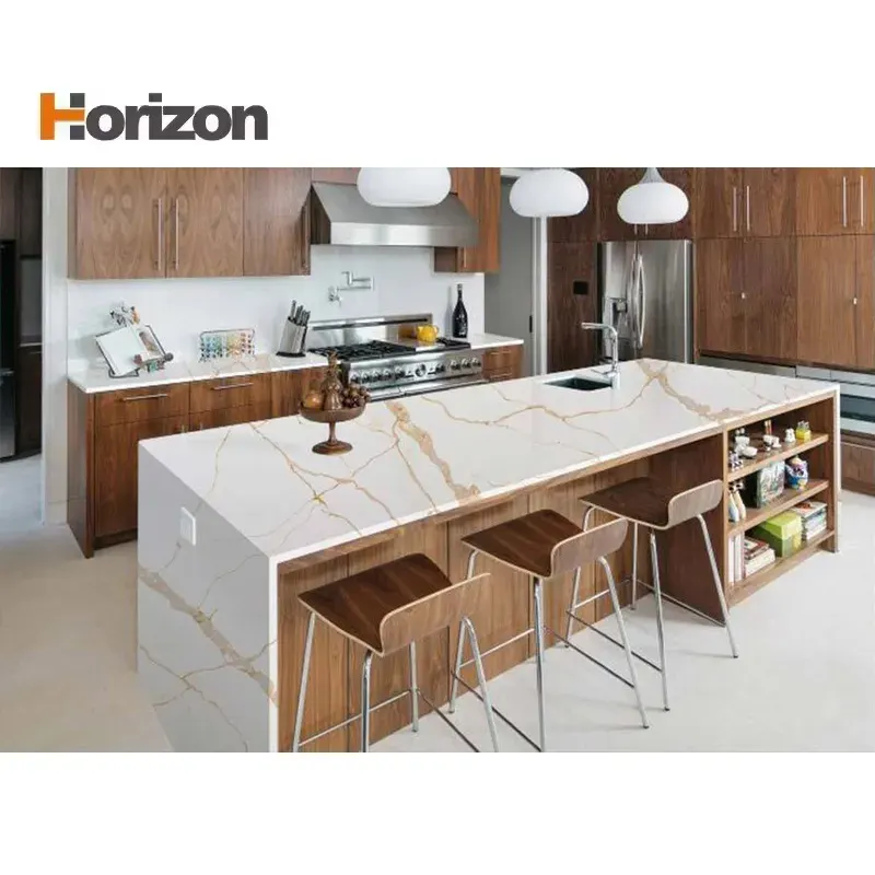 Calacatta Yellow Engineered Quartz Slab 3200x1600mm