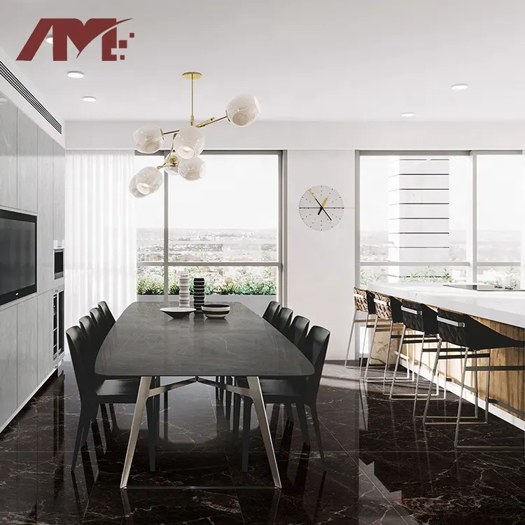 Marble-Look Black Polished Porcelain Floor Tile 800x1400mm