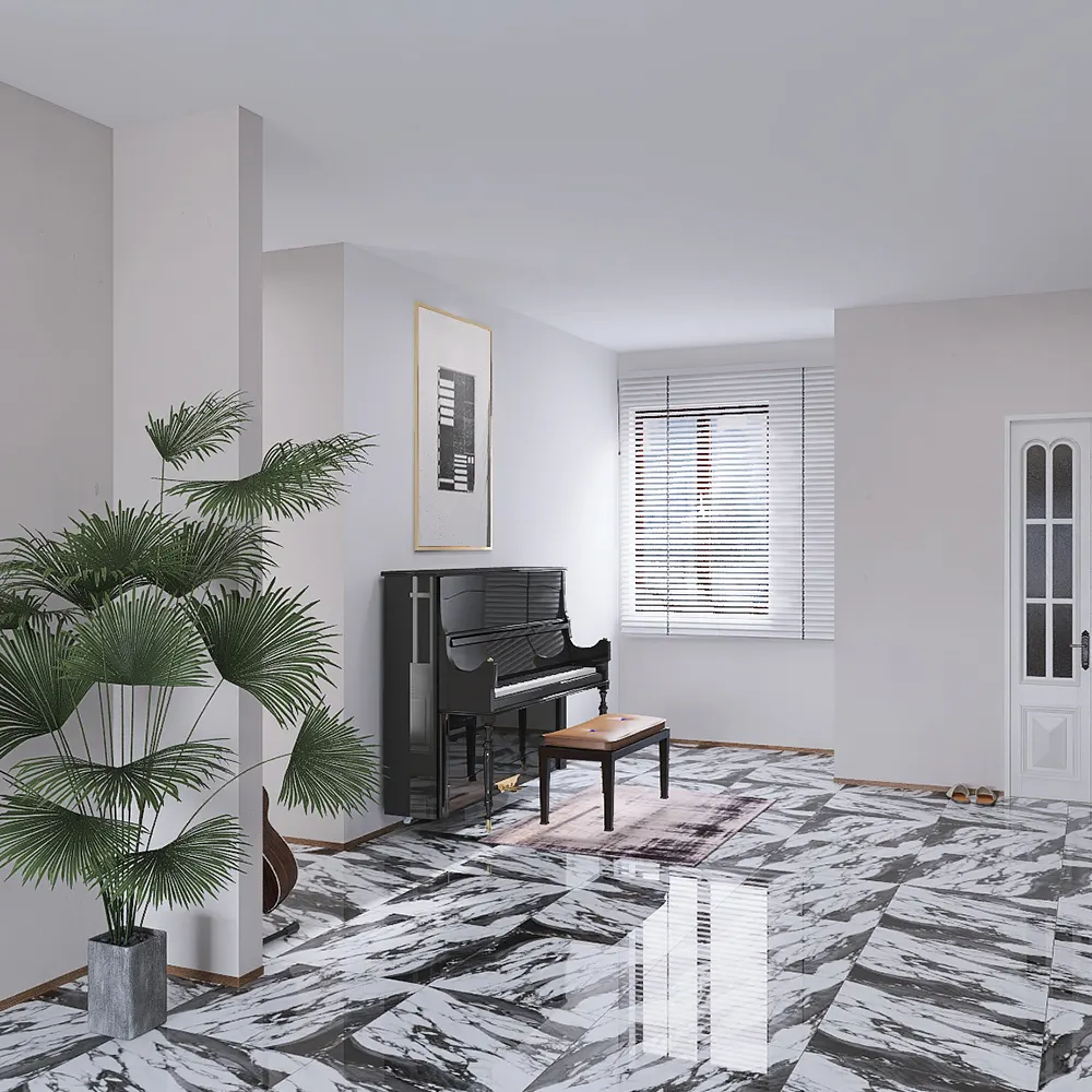 Marble-Look White Polished Porcelain Wall And Floor Tile 600x600mm