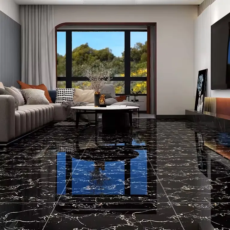 Marble-Look Polished Porcelain Floor Tile 600x600mm