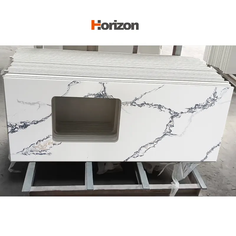 Calacatta White Polished Engineered Quartz Slab 3200x1600mm
