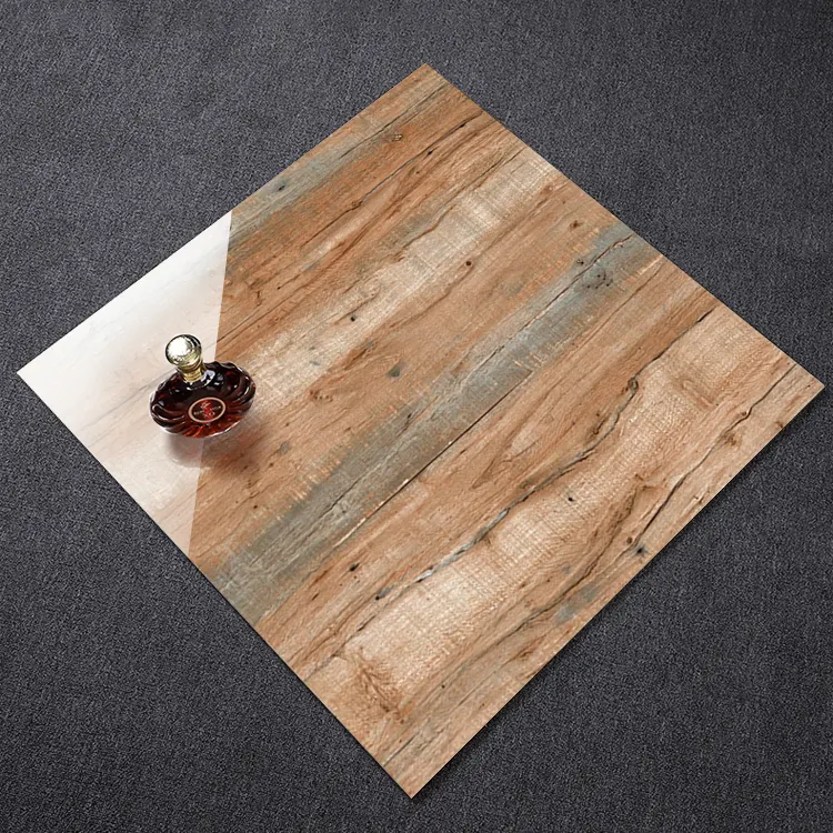Non-Slip Wood-Look Polished Ceramic Floor Tile 600x600mm