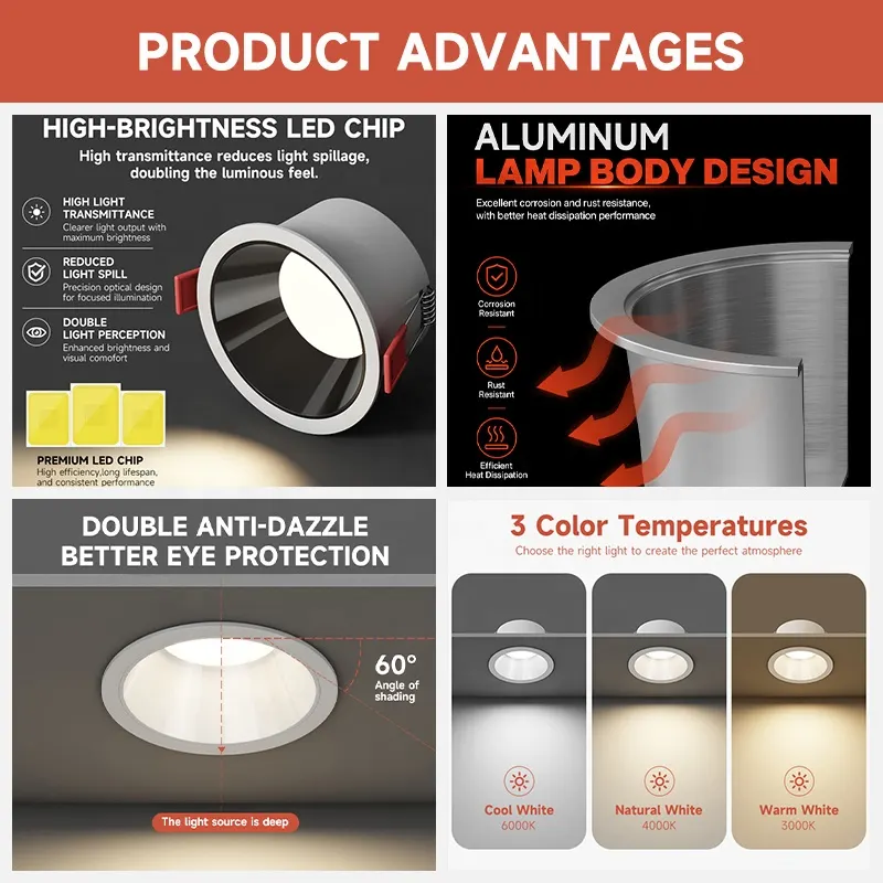 Recessed Aluminum LED Downlight 7W 3CCT Selectable