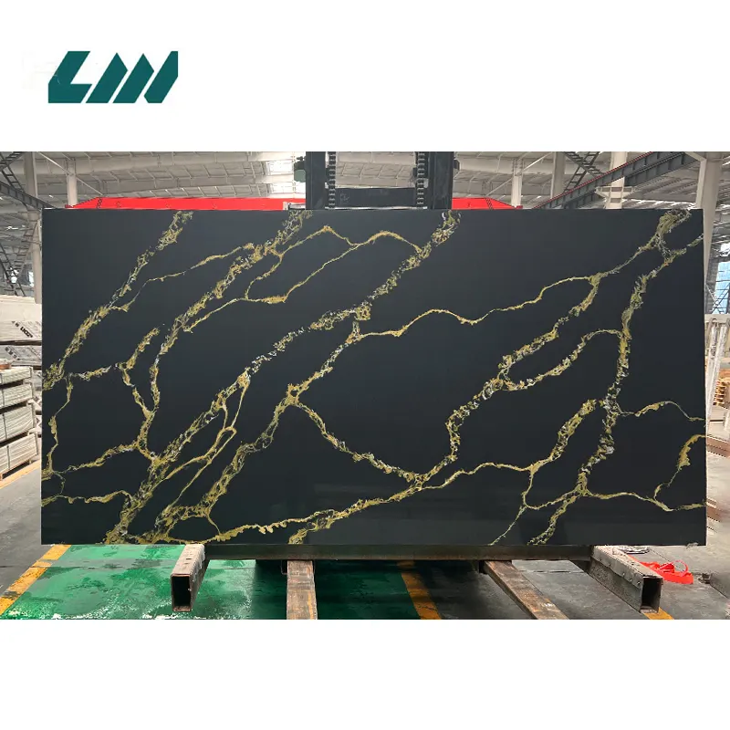Jade-Look Black Engineered Quartz Slab 3200x1600mm