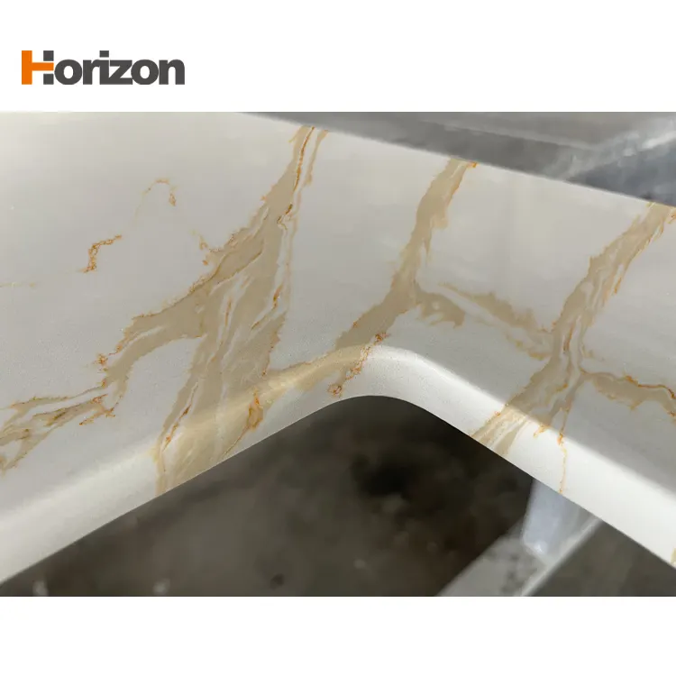 White/Gold Engineered Quartz Slab 3200x1600mm