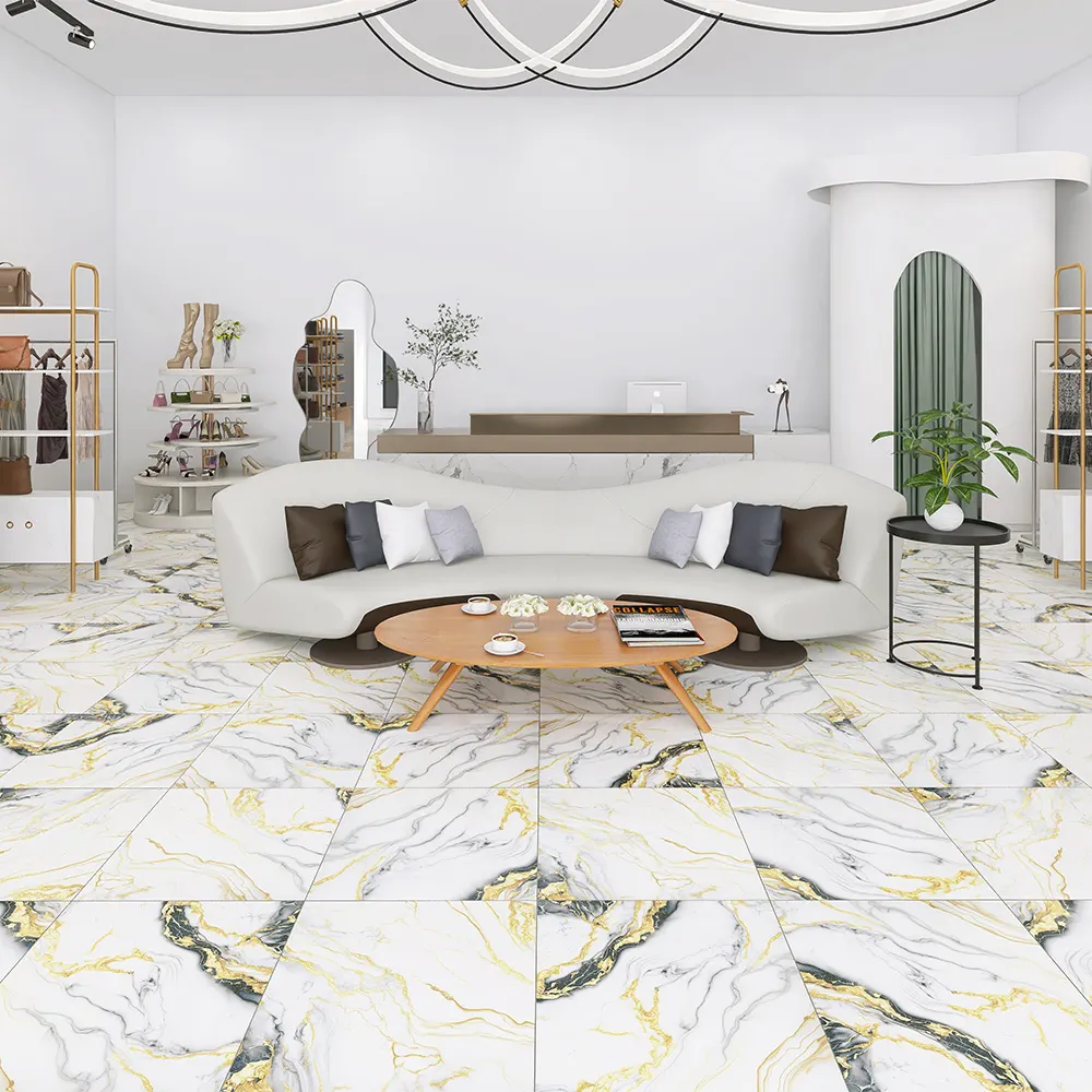 Non-Slip Stone-Look Polished Porcelain Floor Tile 600x600mm