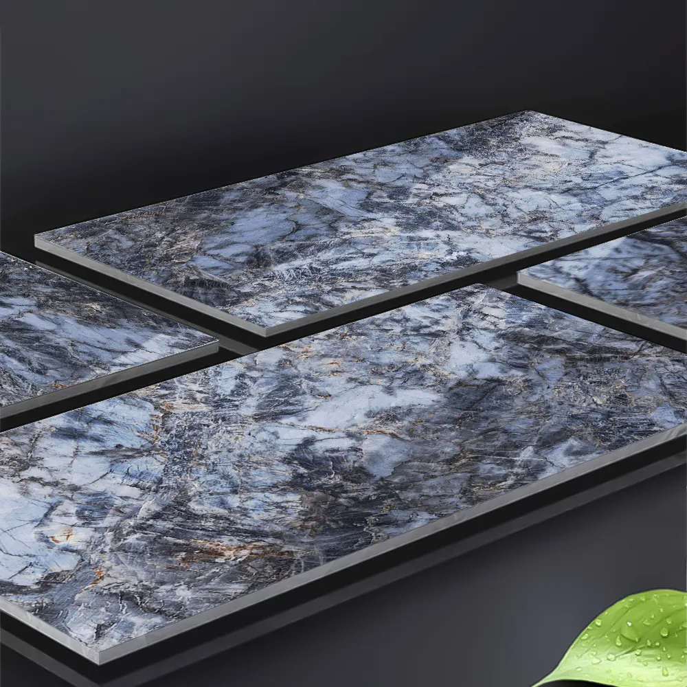 Blue Marble-Look Polished Porcelain Tile 600x1200mm