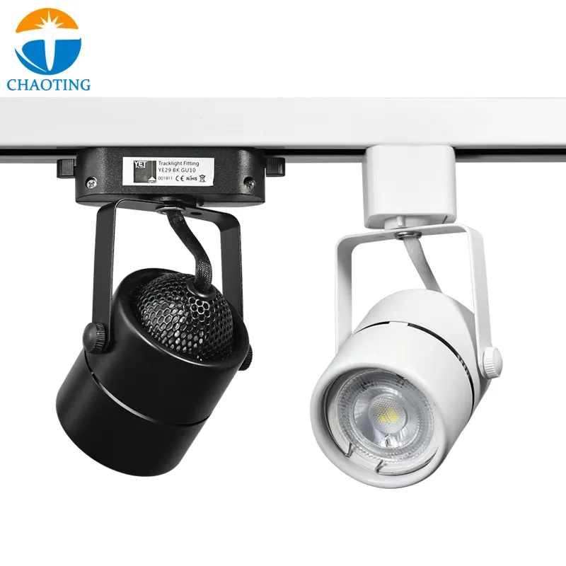 Adjustable Surface-Mounted Aluminum Track Spotlight Housing Black/White GU10/MR16
