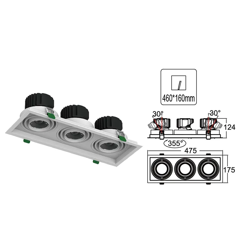 Recessed Aluminum LED Downlight 24-32W 3CCT Selectable