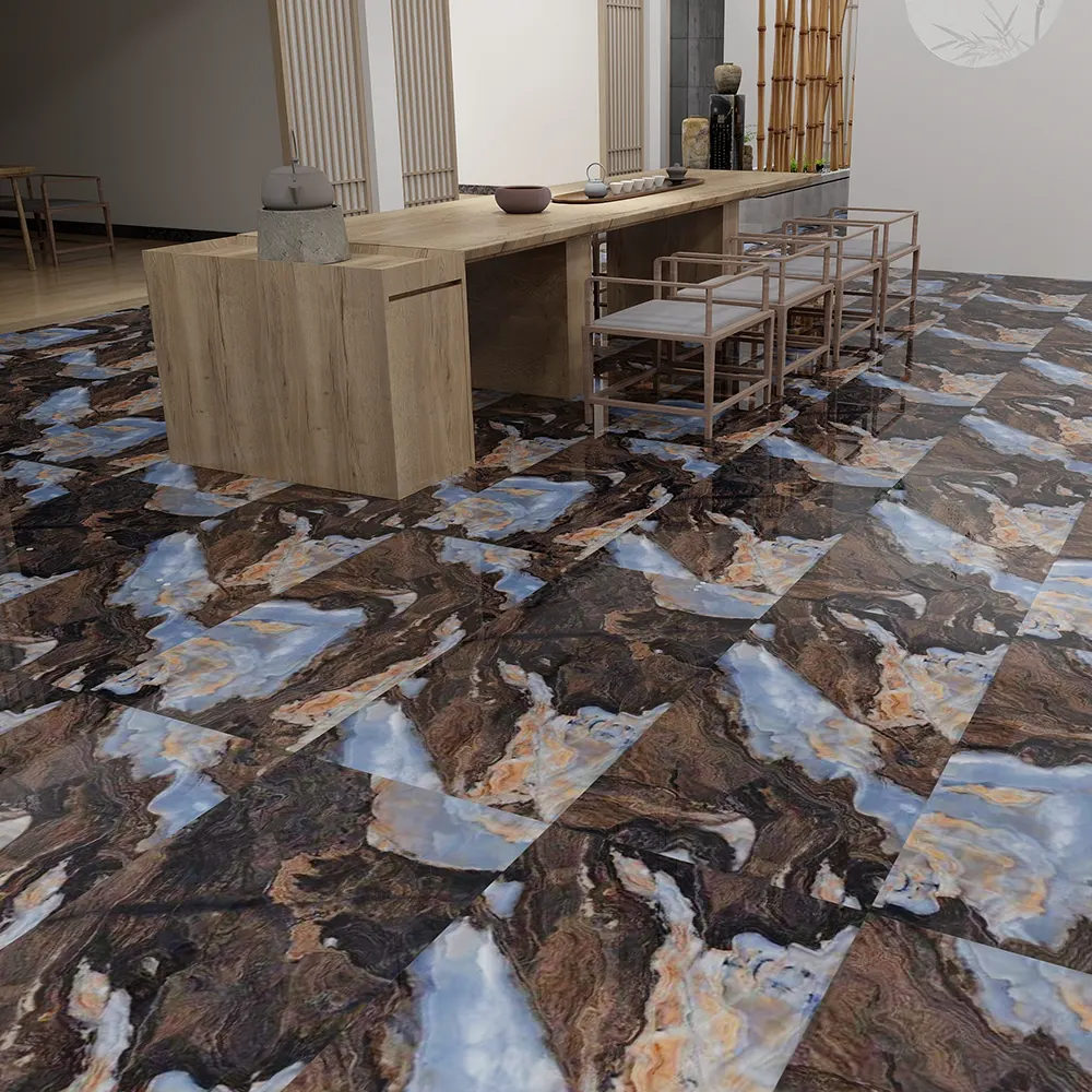 Stone-Look Gray Polished Porcelain Floor Tile 600x1200mm