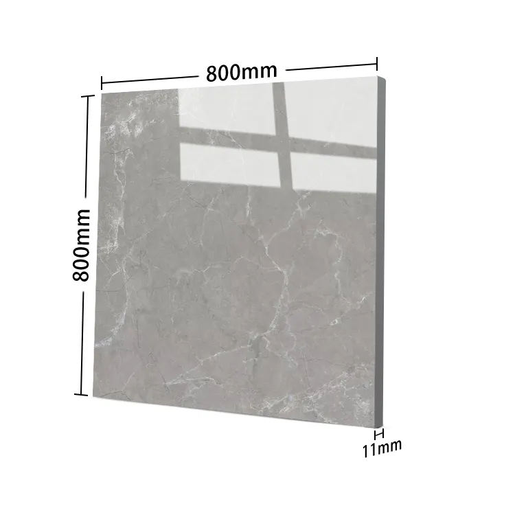 Non-Slip Marble-Look Polished Porcelain Wall And Floor Tile 800x800mm