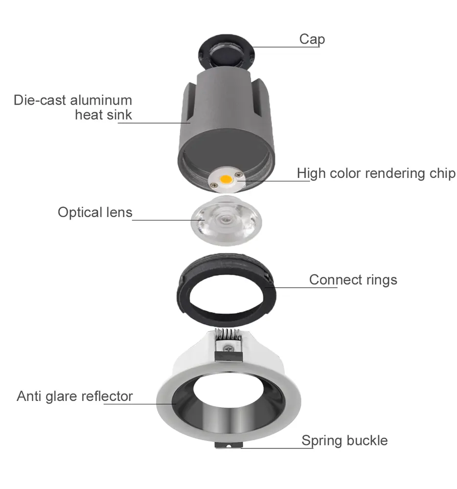 Adjustable Smart Dimmable Recessed LED Downlight 9-40W