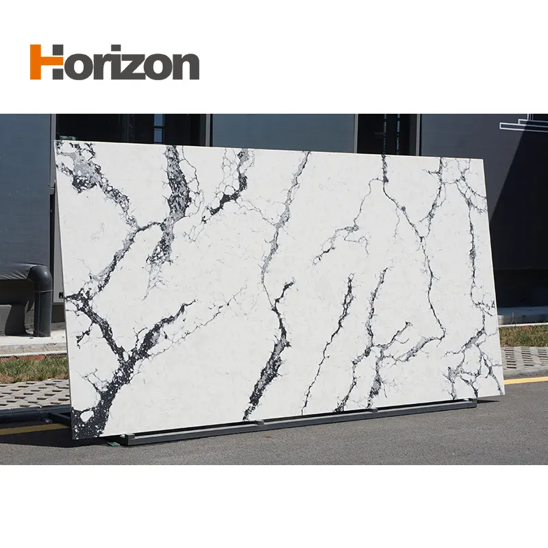 Calacatta White Polished Engineered Quartz Slab 3200x1600mm