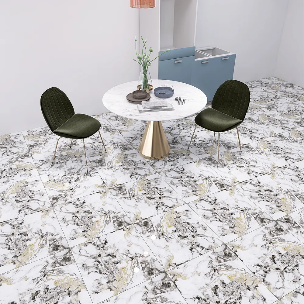 Stone-Look Gold Glazed Porcelain Floor Tile 600x600mm