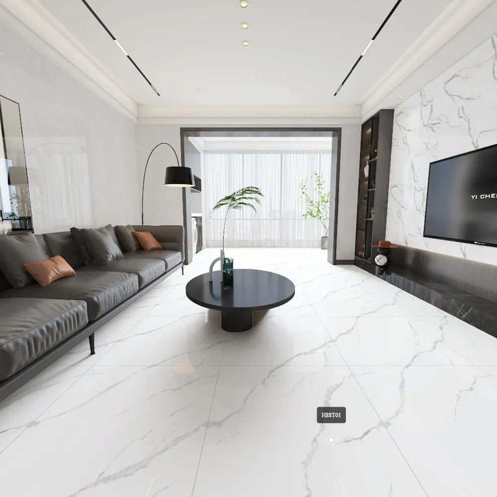 Marble-Look White Porcelain Wall And Floor Tile 600x600mm