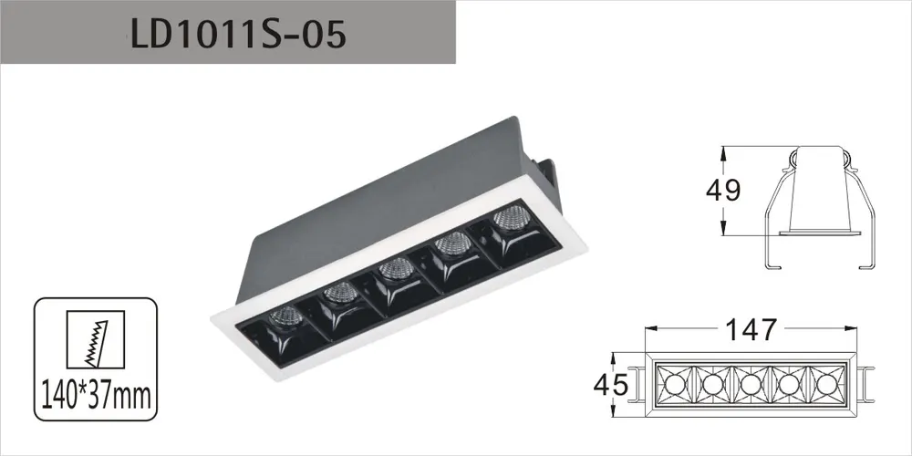 Anti-Glare Recessed Aluminum LED Grille Spotlight