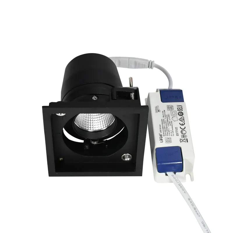 Adjustable Recessed Aluminum COB LED Downlight Black 5-24W