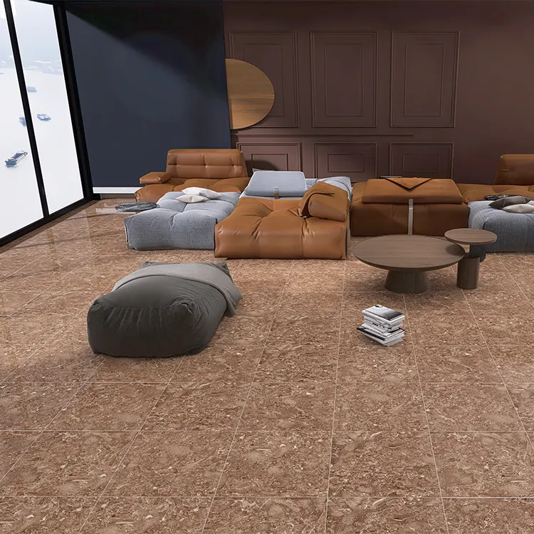 Marble-Look Glossy Porcelain Floor Tile 600x600mm