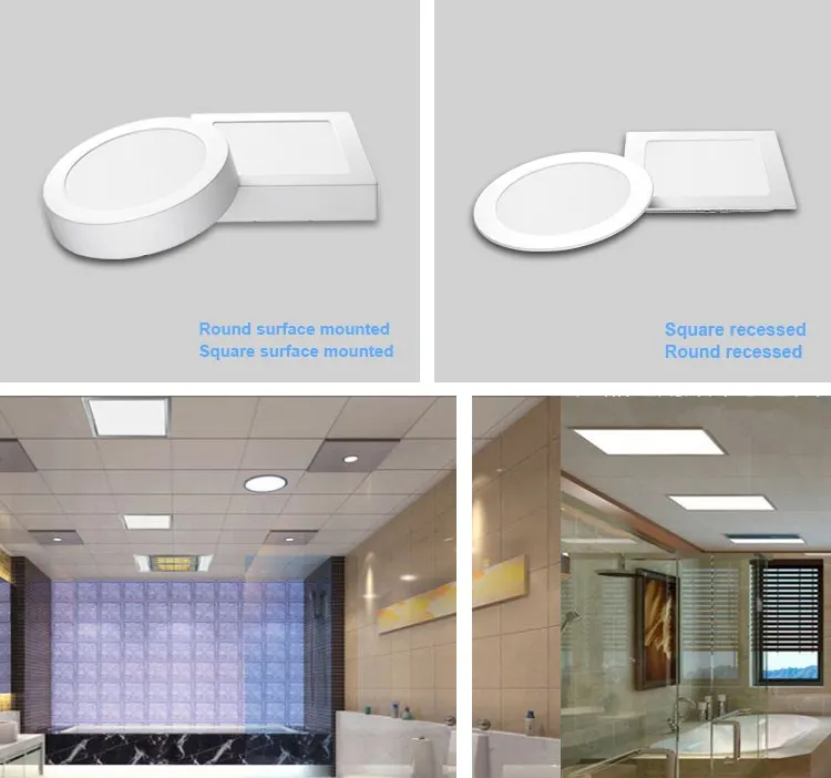 Recessed Round Aluminum LED Panel Light 3-48W 3000K/4000K/5000K