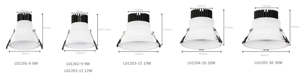 Anti-Glare Recessed Round LED Downlight White 6-40W