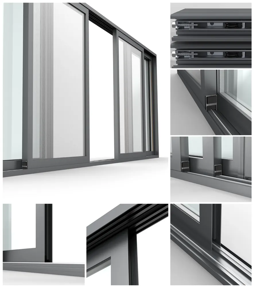 Thermal-Break Aluminum Sliding Door 5+12A+5mm