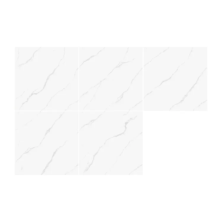 Marble-Look White Polished Porcelain Floor Tile 600x600mm