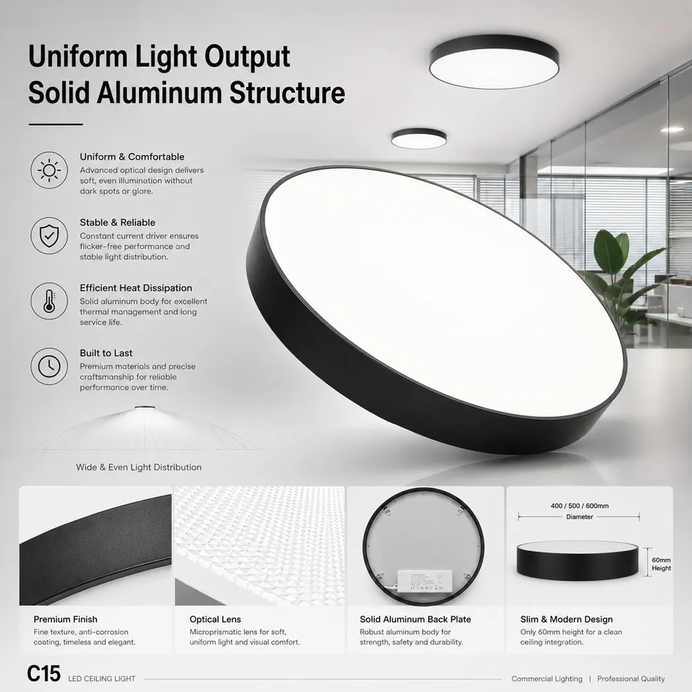 Surface-Mounted Aluminum LED Ceiling Light 40-60W