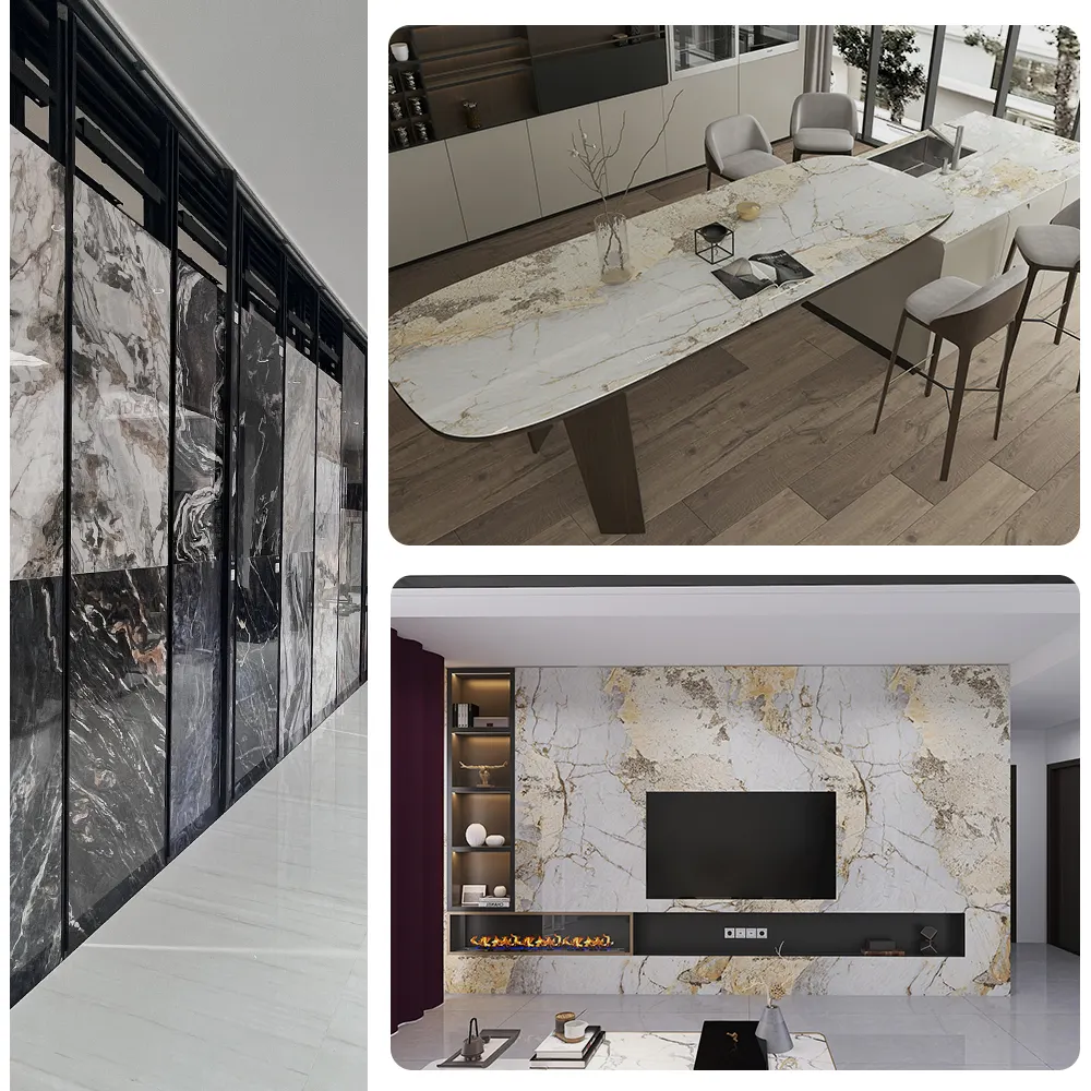Marble-Look Polished Sintered Stone Slab 1600x3200mm