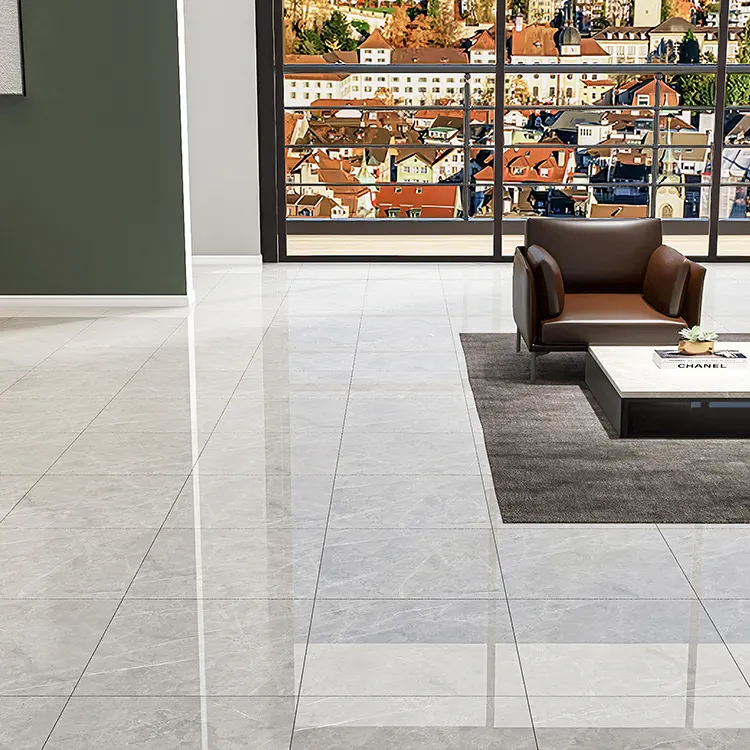 Stone-Look Gray Polished Porcelain Floor Tile 600x600mm