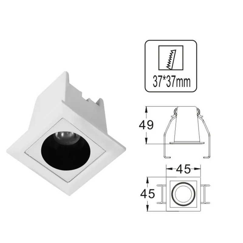 Anti-Glare Recessed Aluminum LED Grille Spotlight