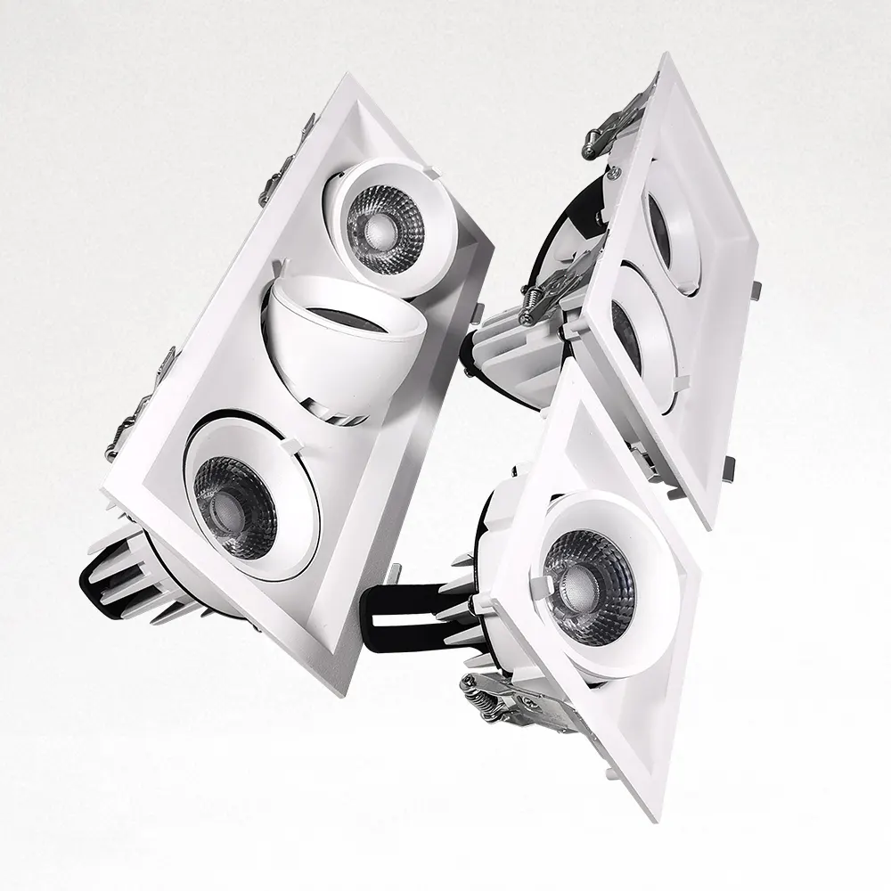 Adjustable Recessed Square LED Downlight White 12-40W