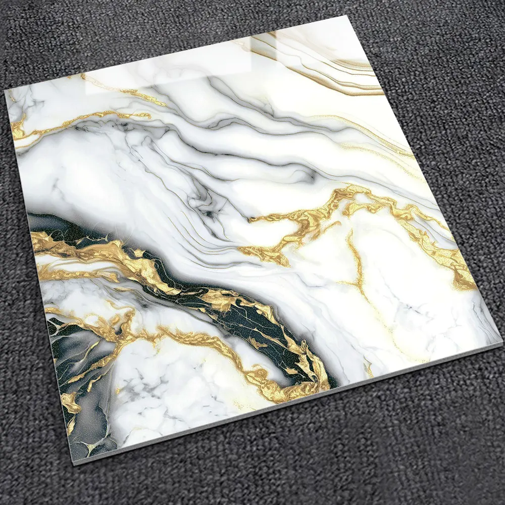 Non-Slip Stone-Look Polished Porcelain Floor Tile 600x600mm